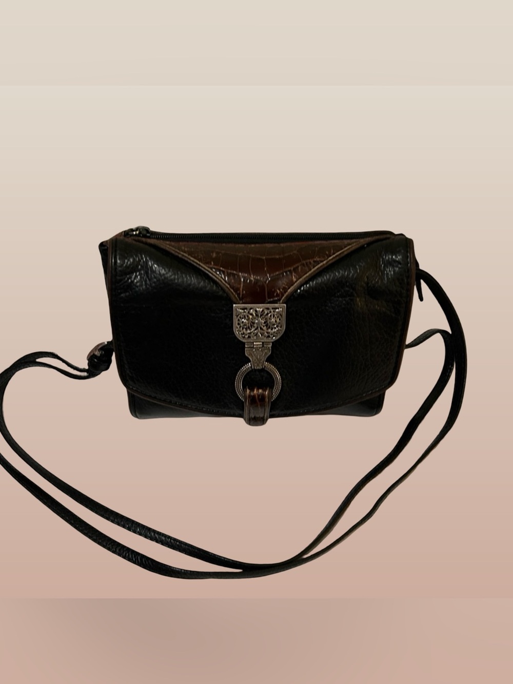 GOOD PLUS CONDITION! BRIGHTON NEPAL ORGANIZATION PEBBLE LEATHER CROSSBODY PURSE! - Picture 14 of 16